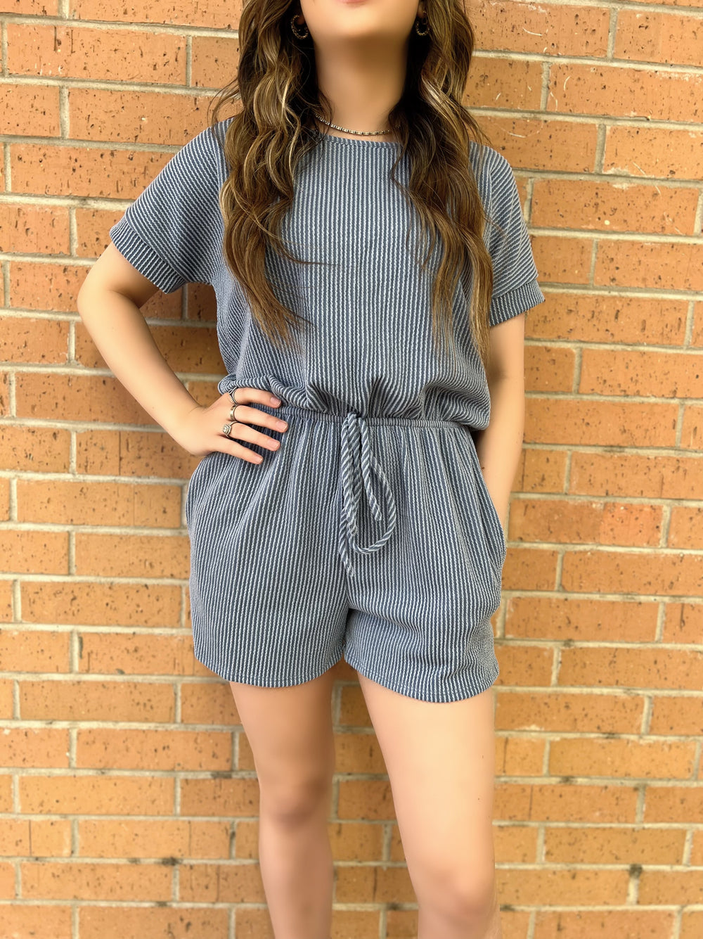 Vintage Denim Urban Ribbed Romper | gussieduponline
