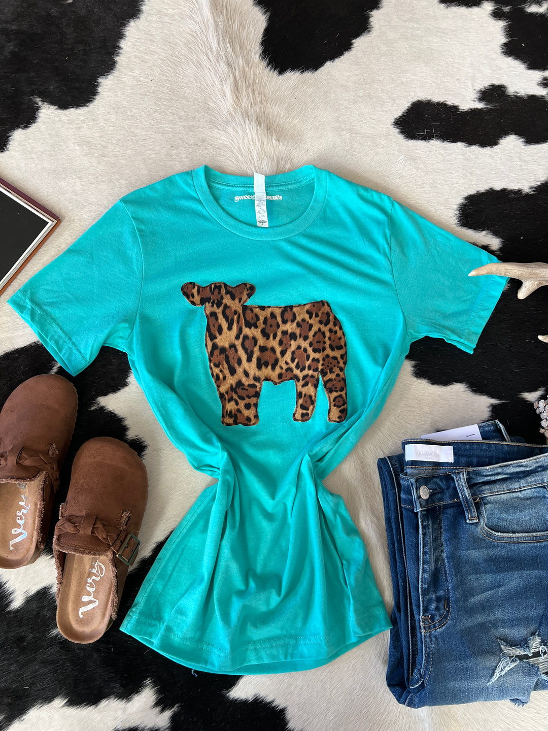 Sweet Texas Turquoise Big Cat Steer Tee*