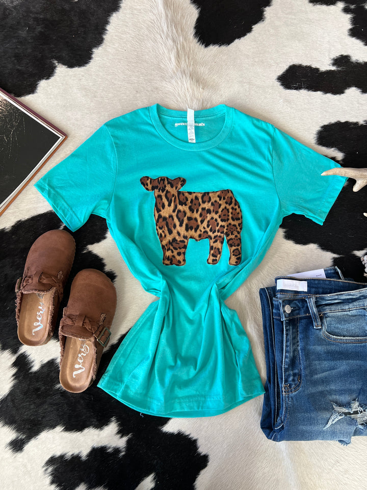 Sweet Texas Turquoise Big Cat Steer Tee*