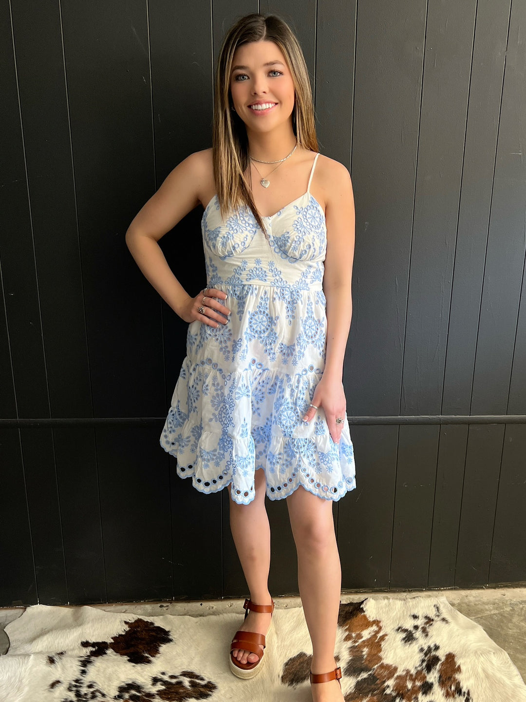 Baby Blue Eyelet Mini Dress*