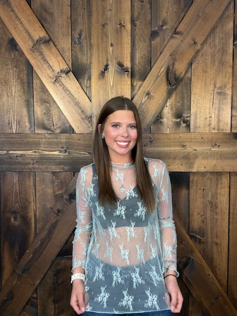 L& B Lace Long Sleeve Stretch Top- 11 Colors