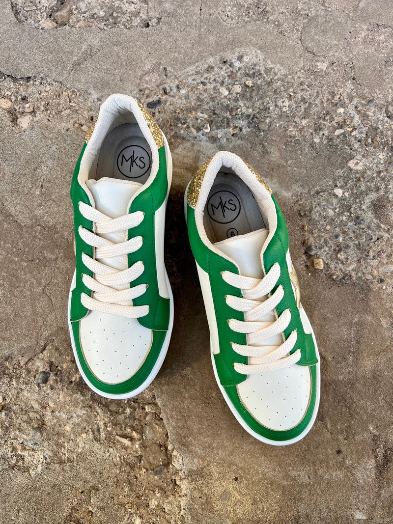 Green & Gold Game Day Sneakers | gussieduponline