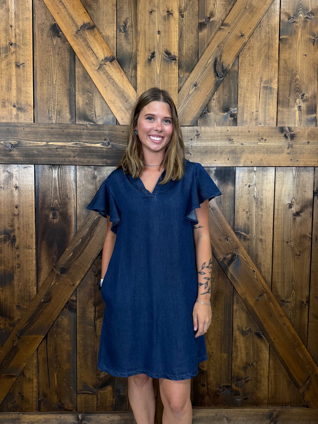 dark wash denim dress Zip Up Short Sleeve Mini button up Dark Wash Denim Pleated Mini