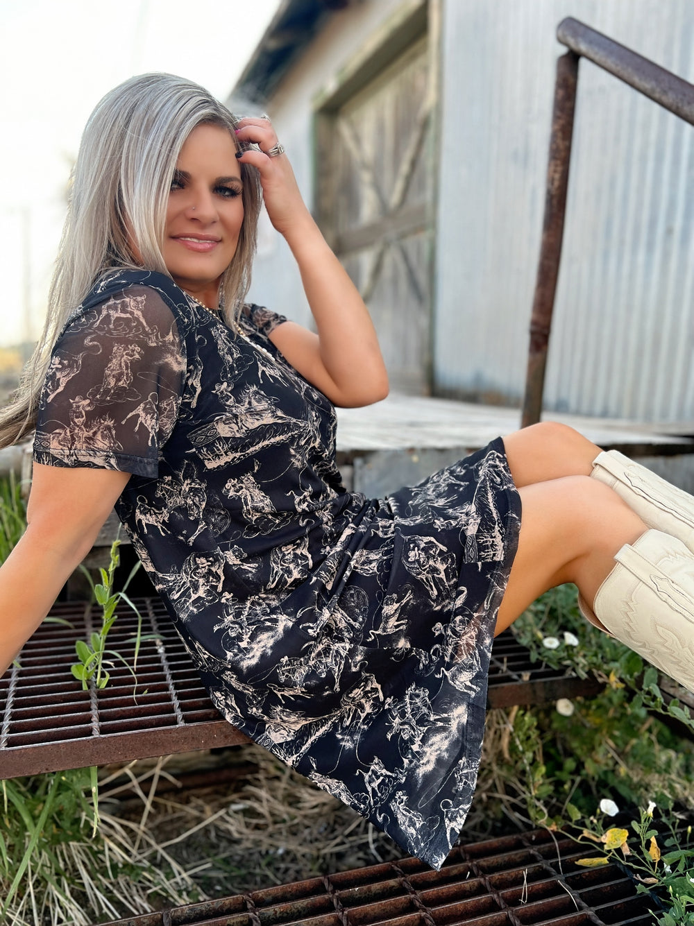 Sterling Kreek Rodeo Road Mesh Dress | gussieduponline