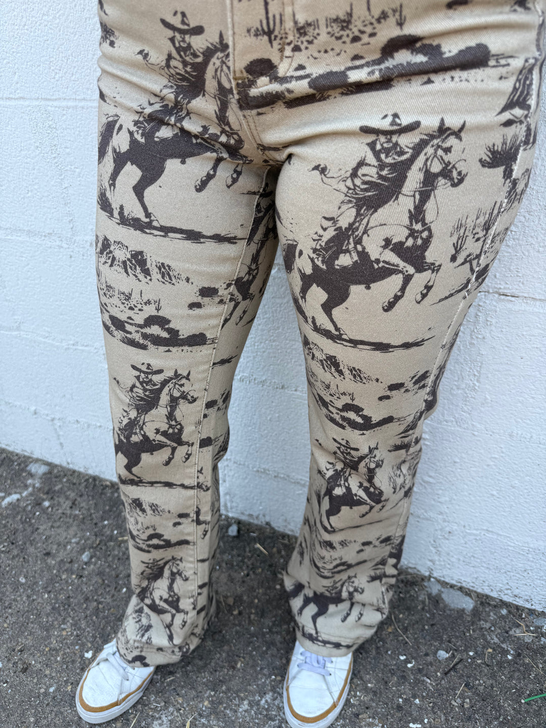 Beige Desert Printed High Rise Trouser Jeans
