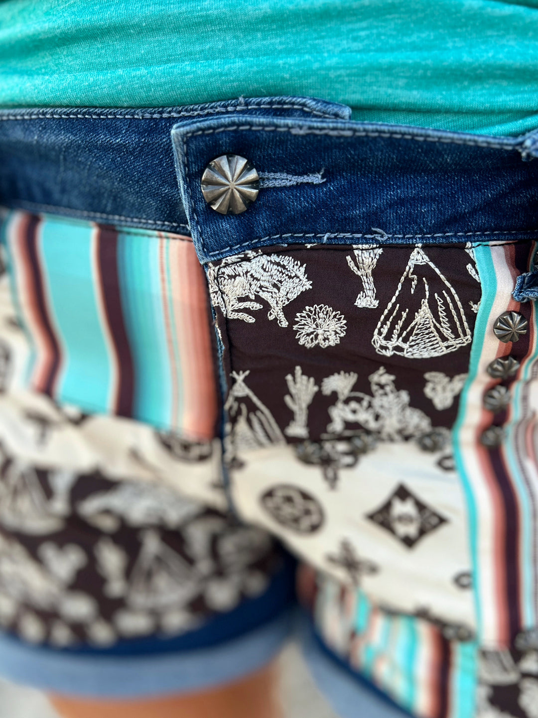 Sterling Kreek Patched Up Western Shorts | gussieduponline