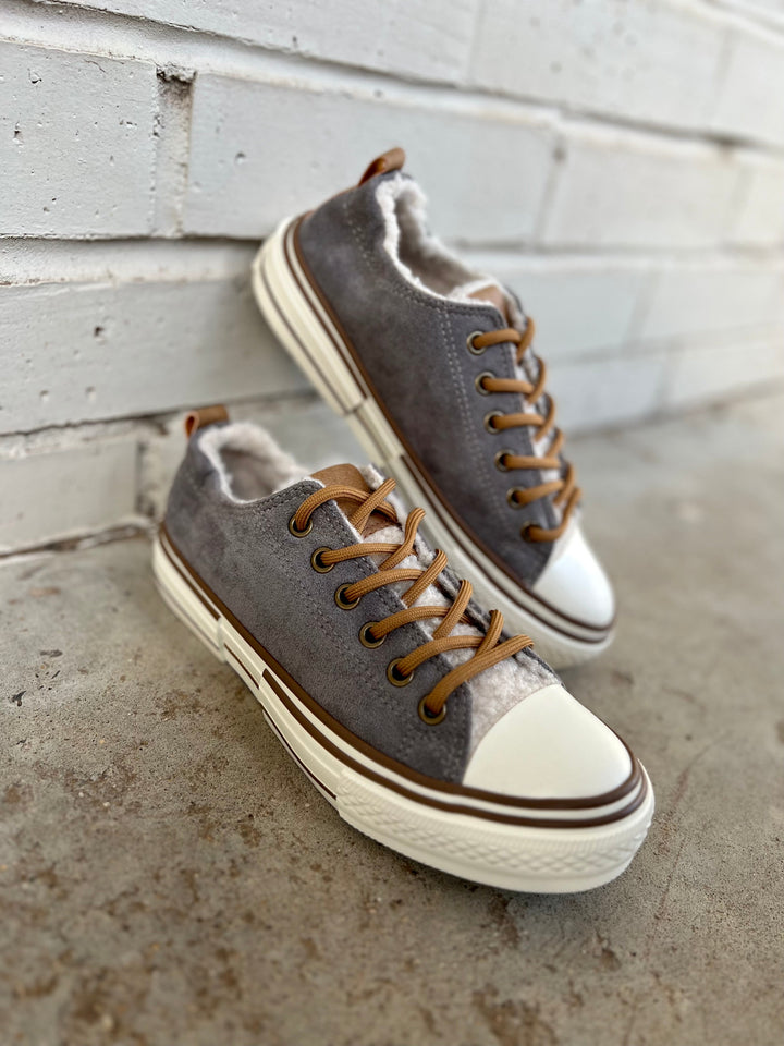 Grey Suede Cozy Sneakers | gussieduponline