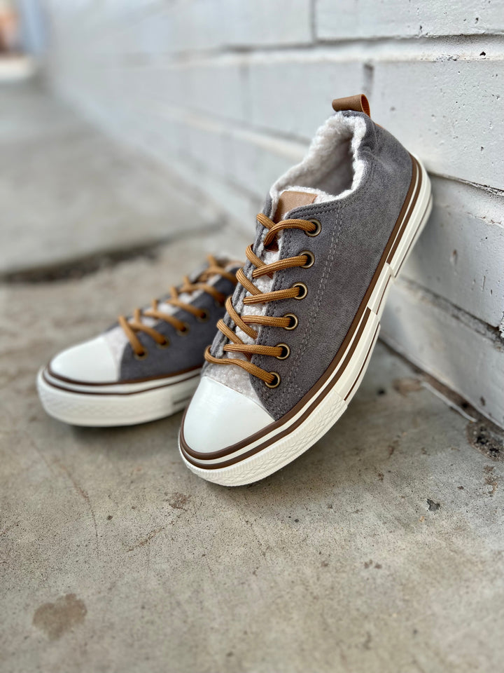 Grey Suede Cozy Sneakers | gussieduponline
