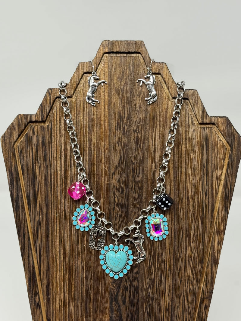 Western Semi Stone Charm Necklace