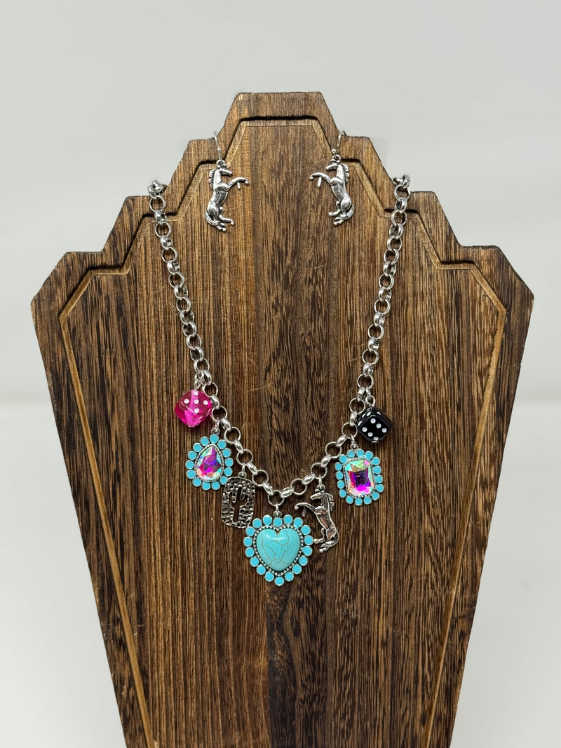 Western Semi Stone Charm Necklace