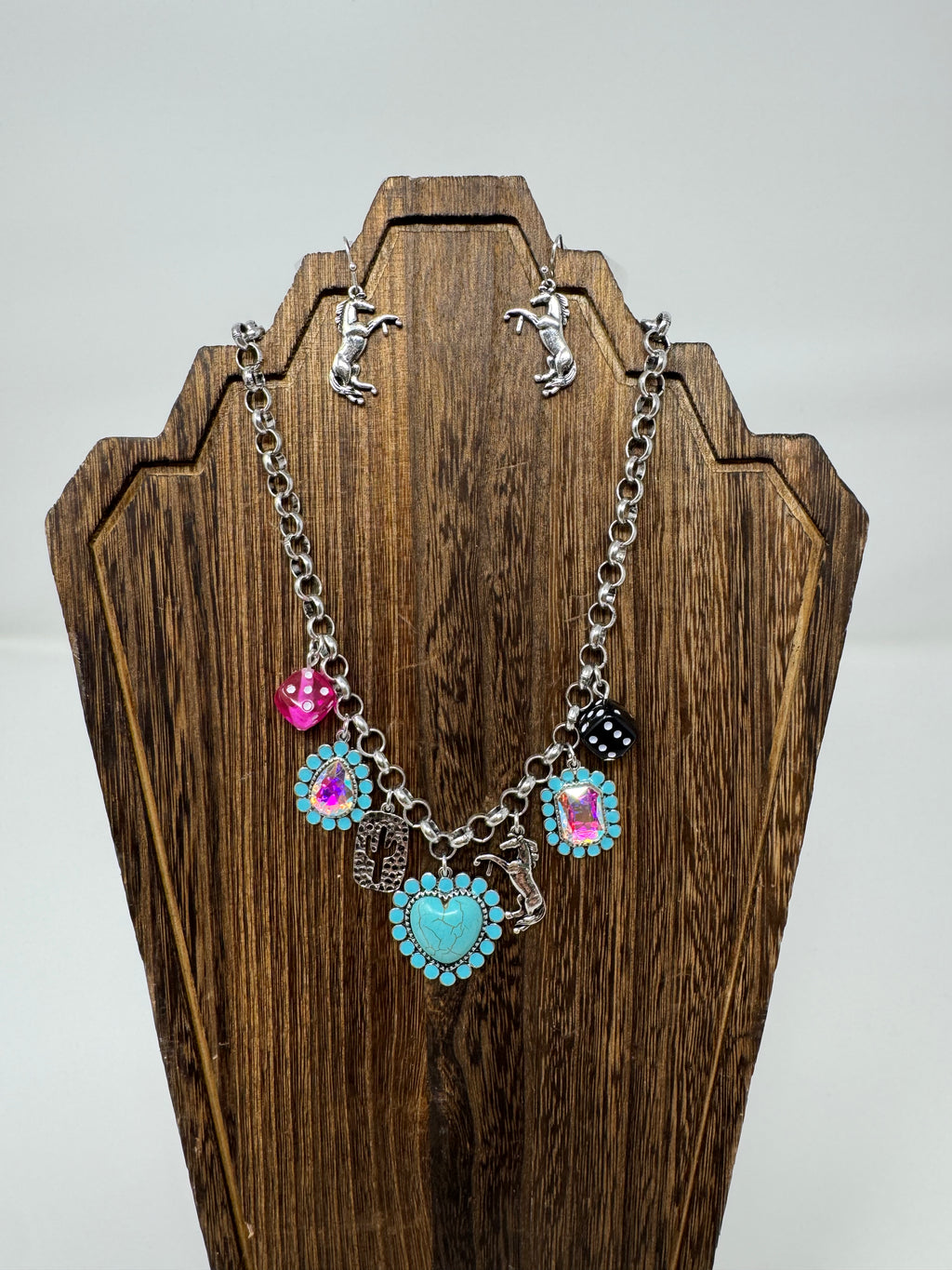 Western Semi Stone Charm Necklace