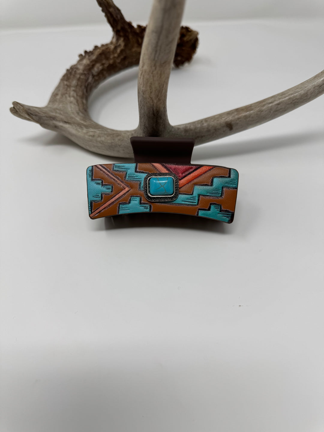 Leather Aztec Western Style Hair Clip