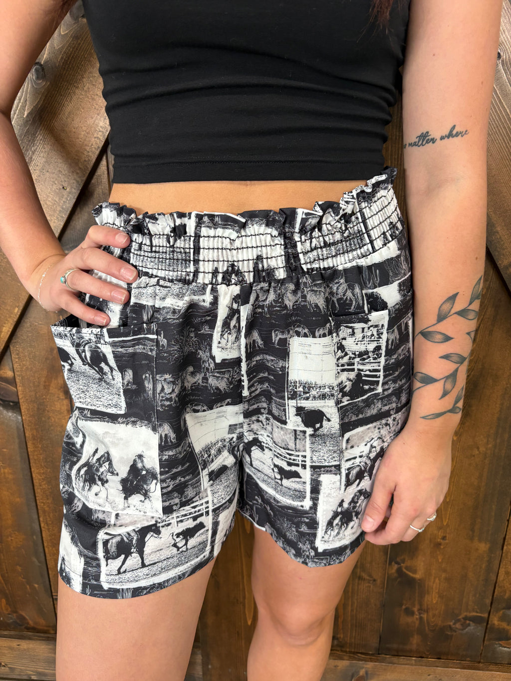 Western Rodeo Smock Woven Shorts