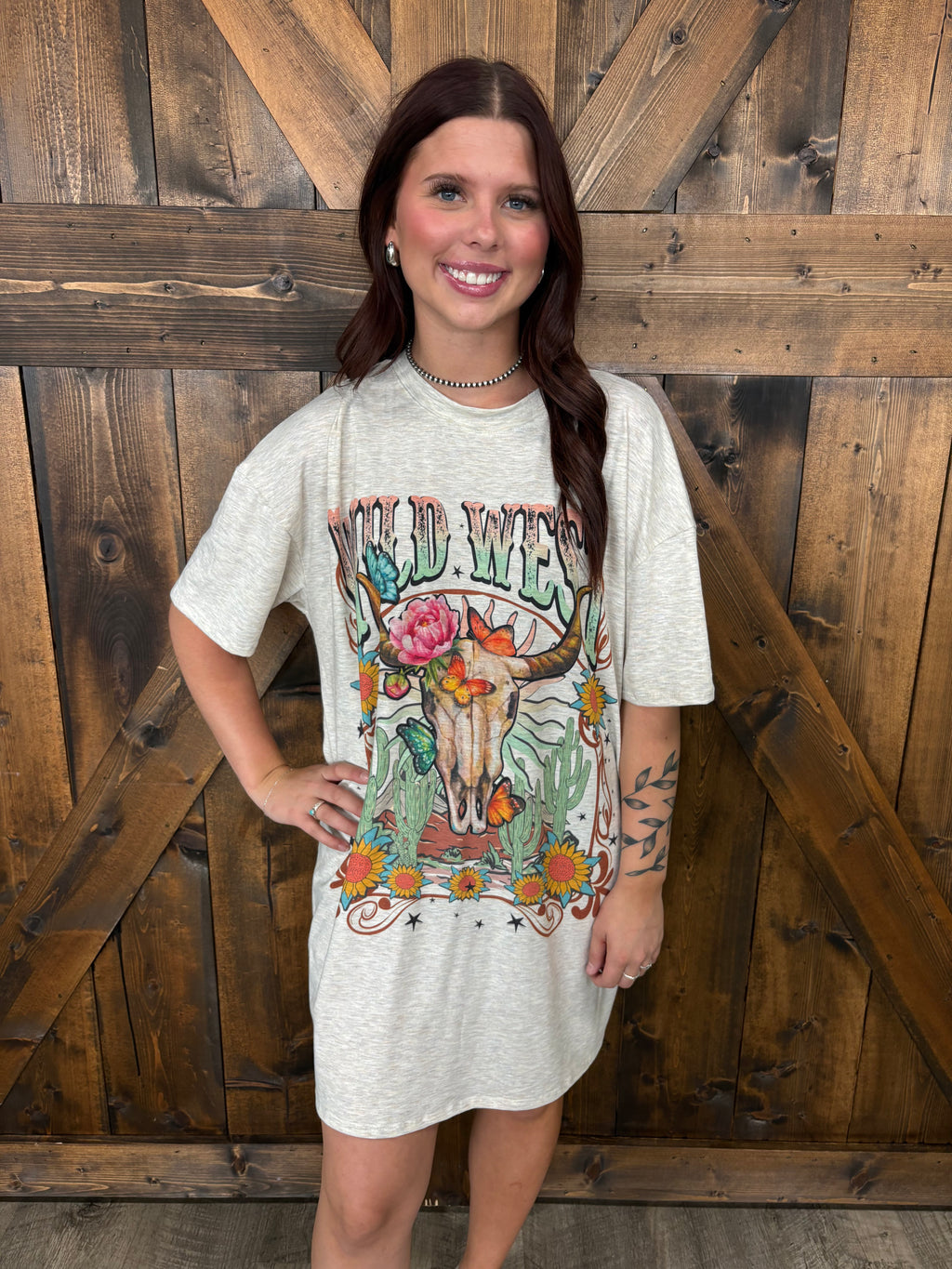 Wild West Longhorn Graphic T-Shirt Dress