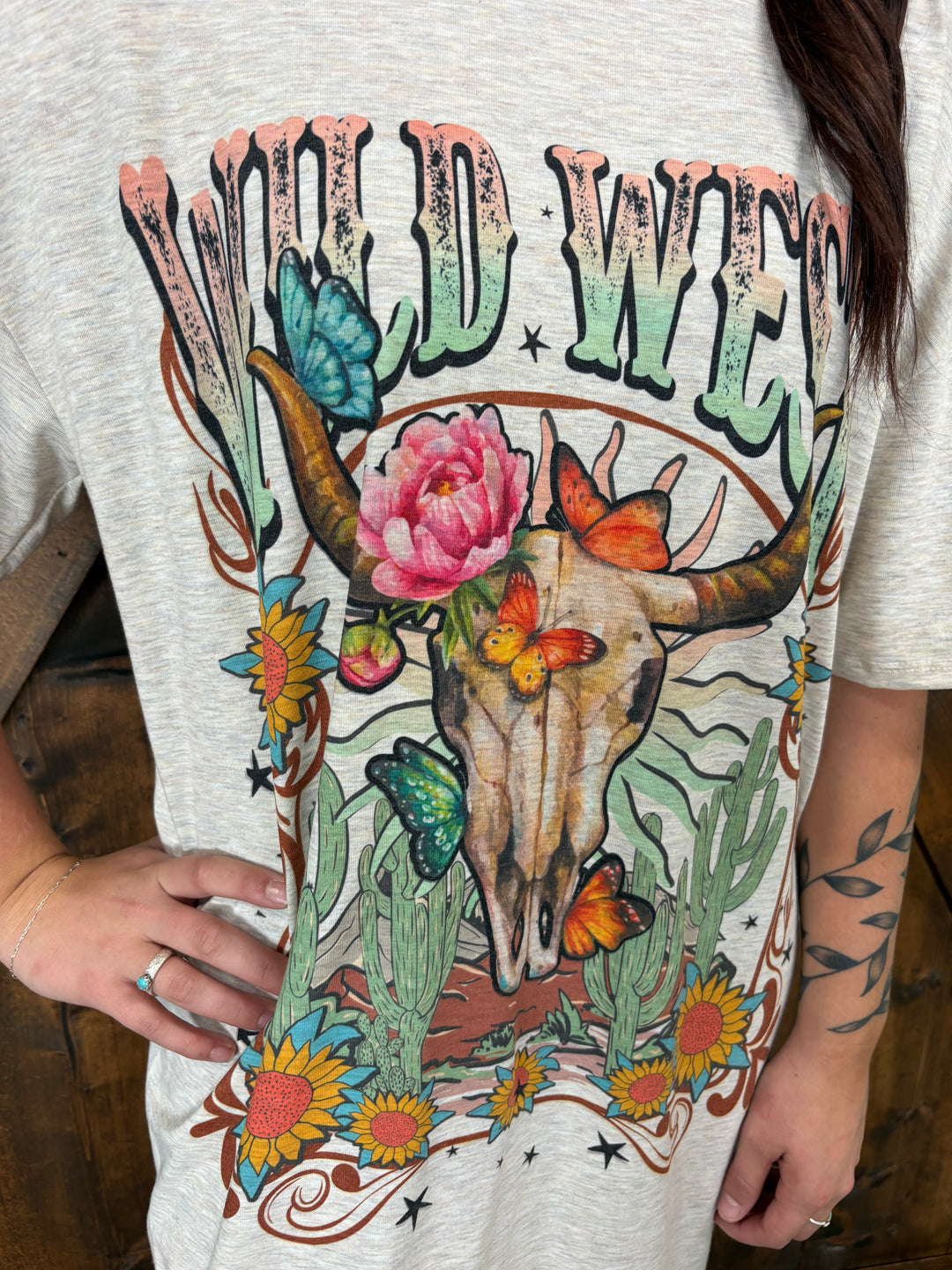 Wild West Longhorn Graphic T-Shirt Dress