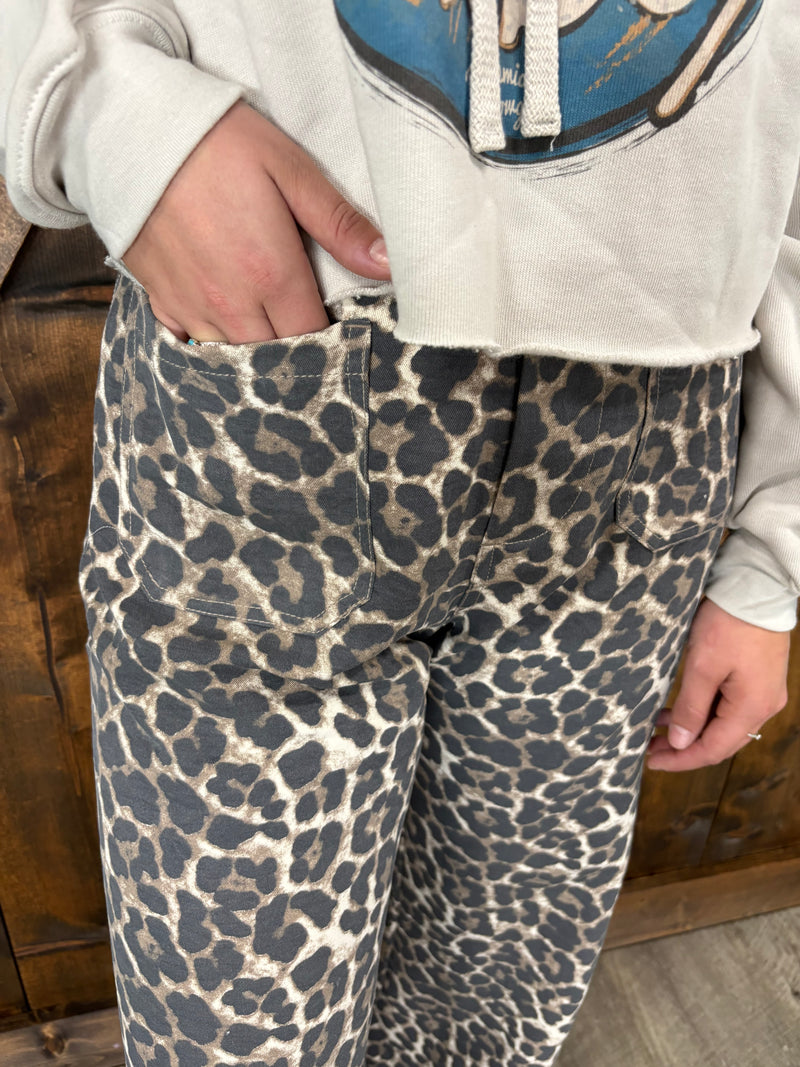 Leopard Relaxed Fit Straight Leg Pants