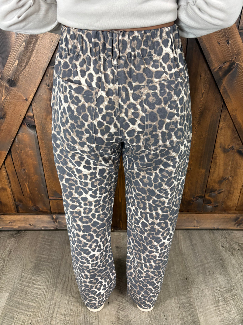 Leopard Relaxed Fit Straight Leg Pants