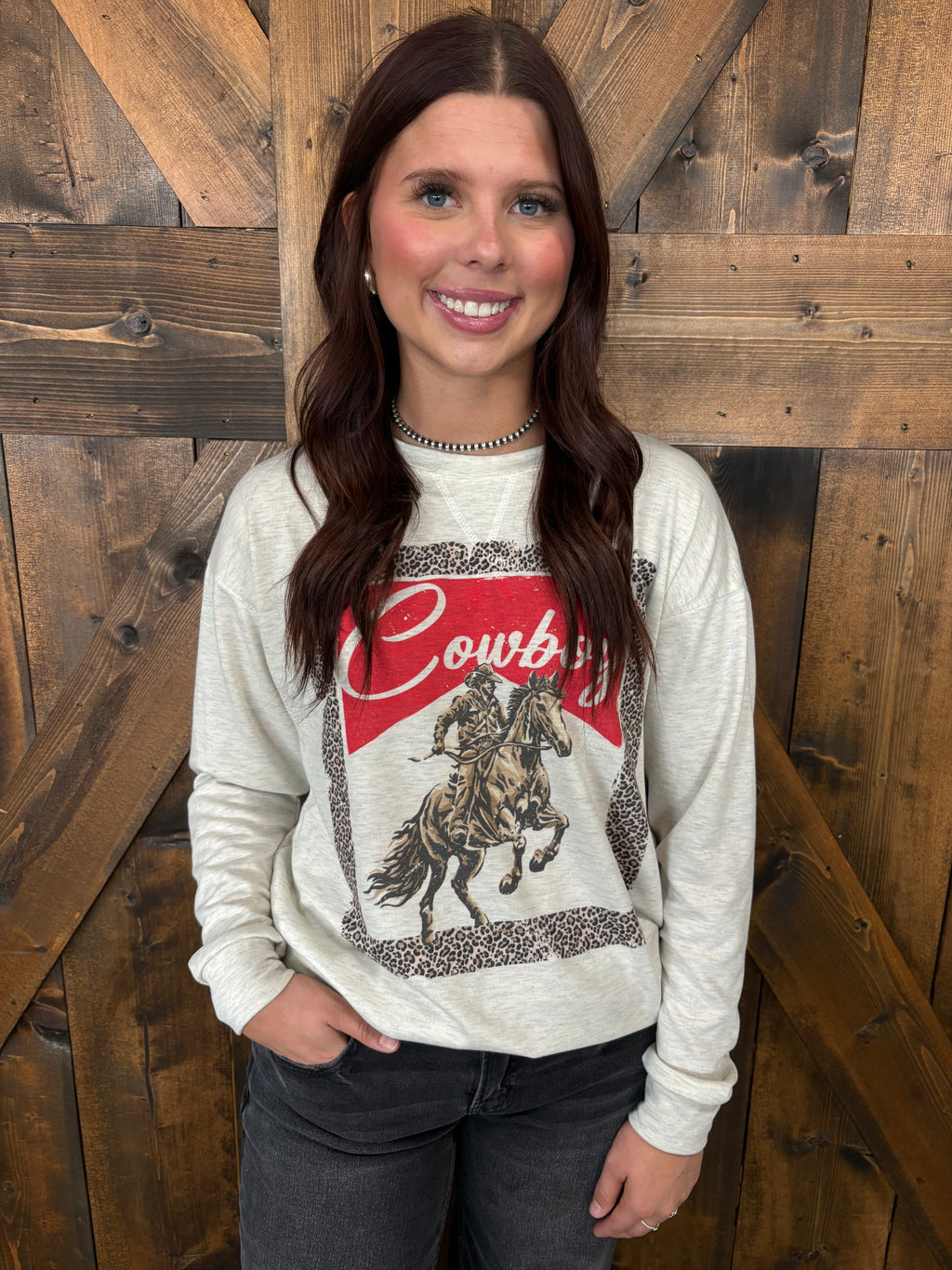 Vintage Cowboy Graphic Long Sleeve Top