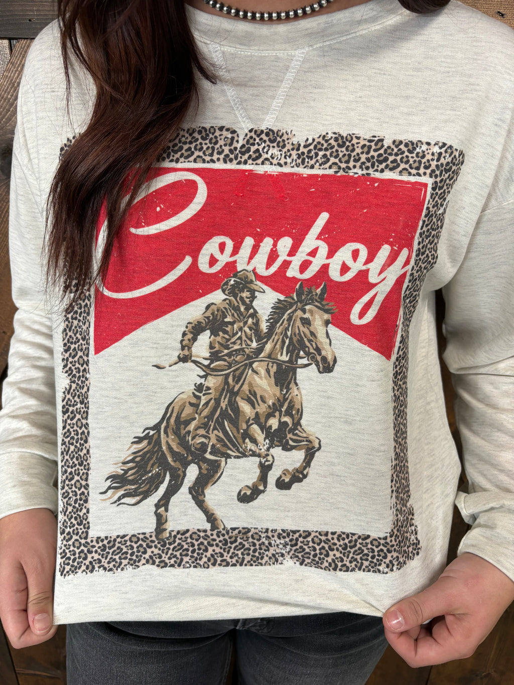 Vintage Cowboy Graphic Long Sleeve Top