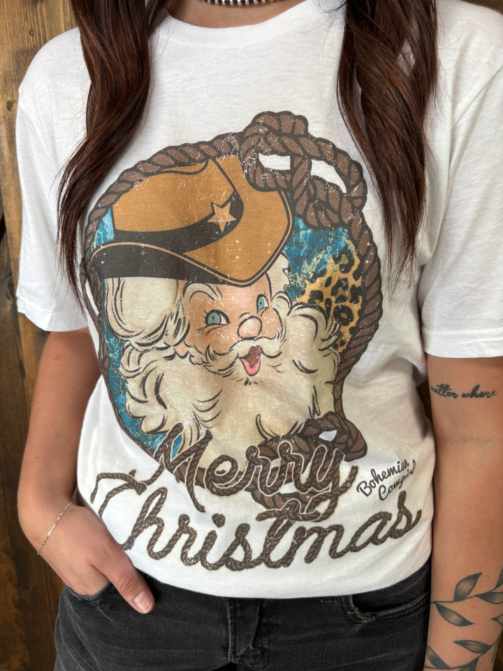 Vintage Cowboy Santa Merry Christmas Tee*