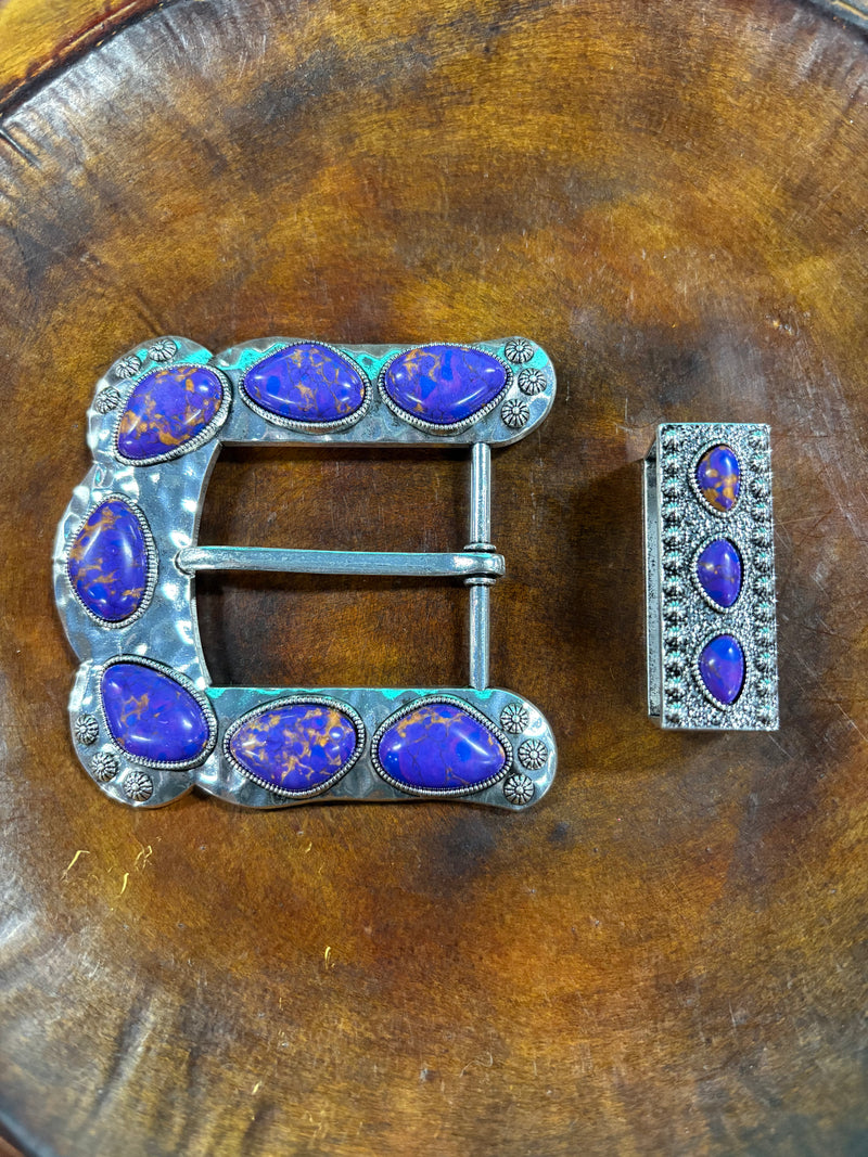 Sterling Kreek Purple Stone Buckle Up Belt Buckle