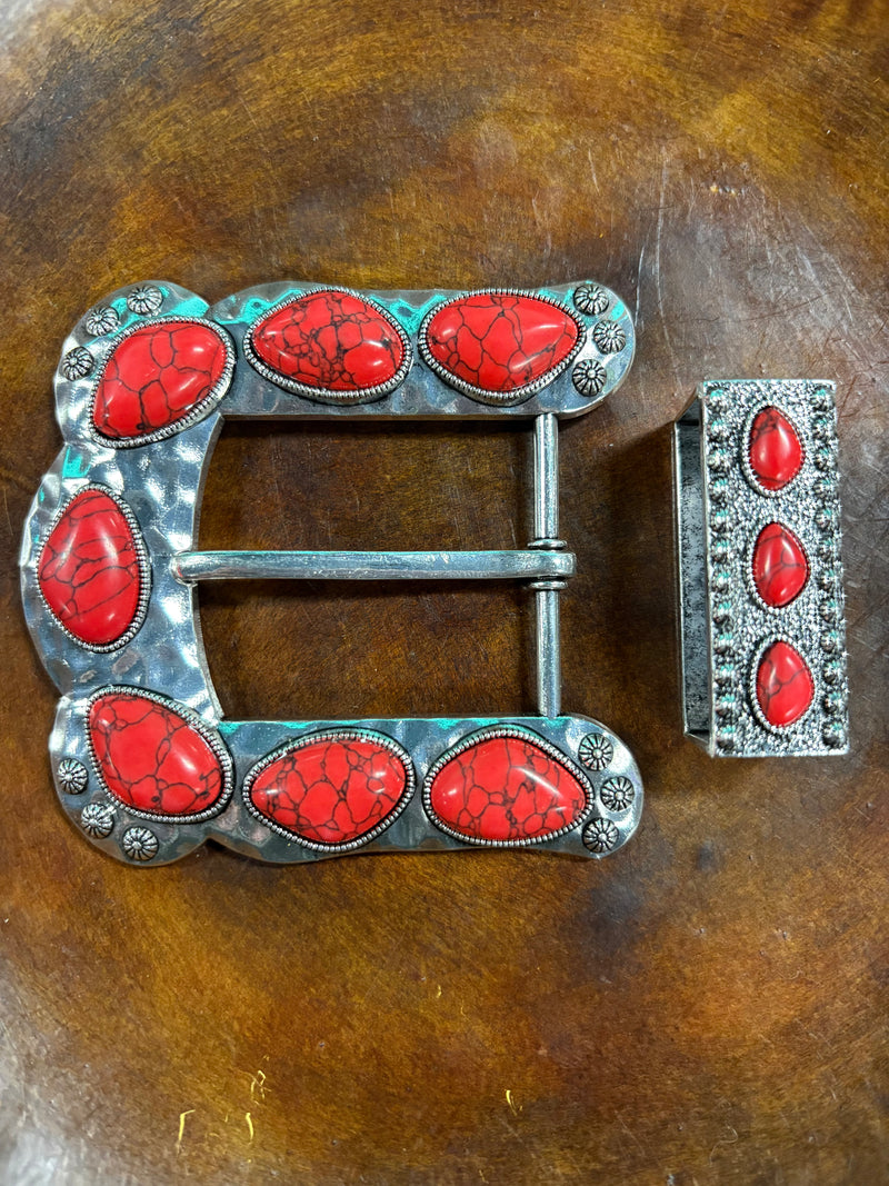 Sterling Kreek Red Stone Buckle Up Belt Buckle