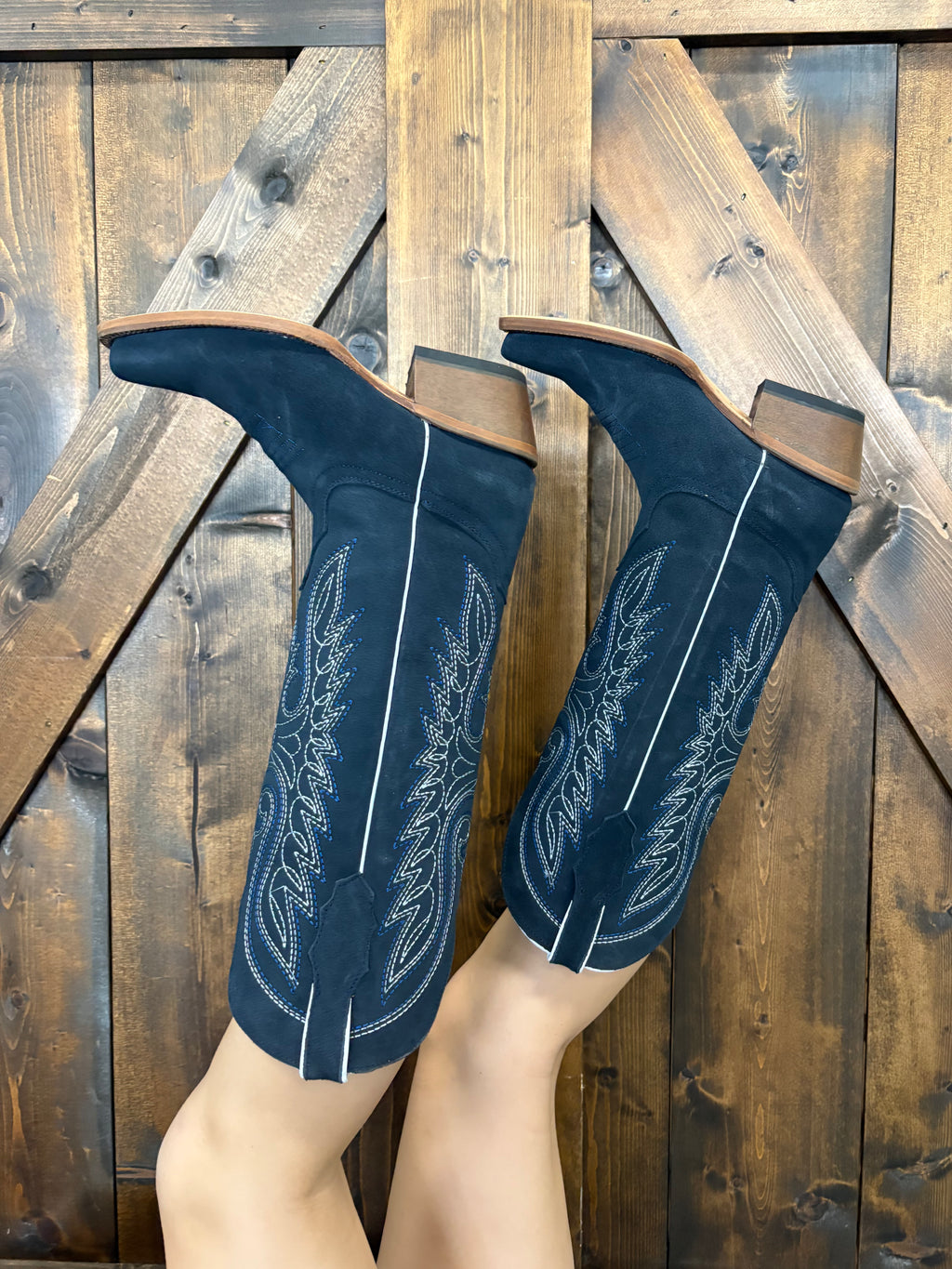 Tanner Mark Women's Navy Blue Suede Boots