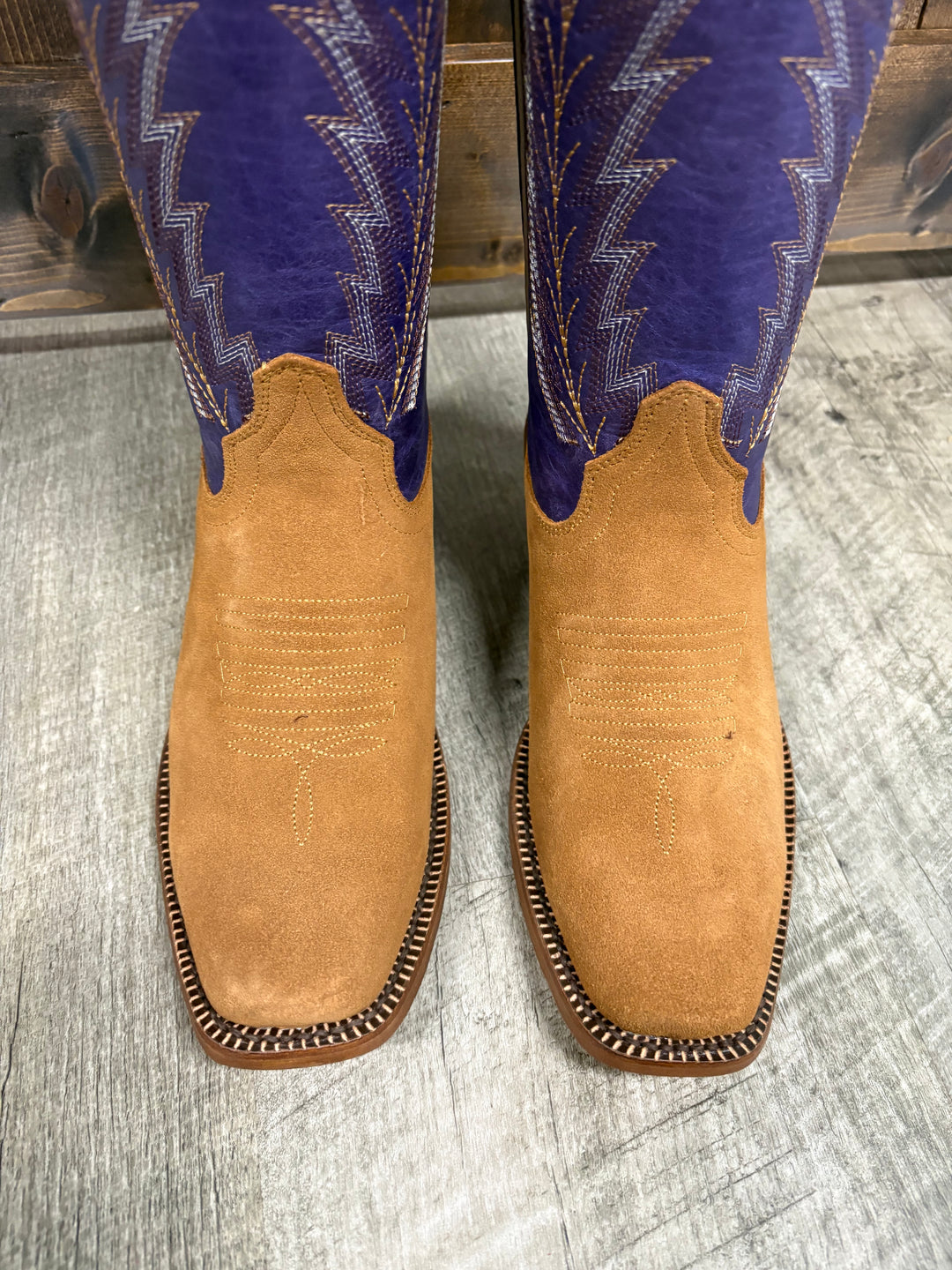 Tanner Mark Women's Camel Boots w/ Purple Tops