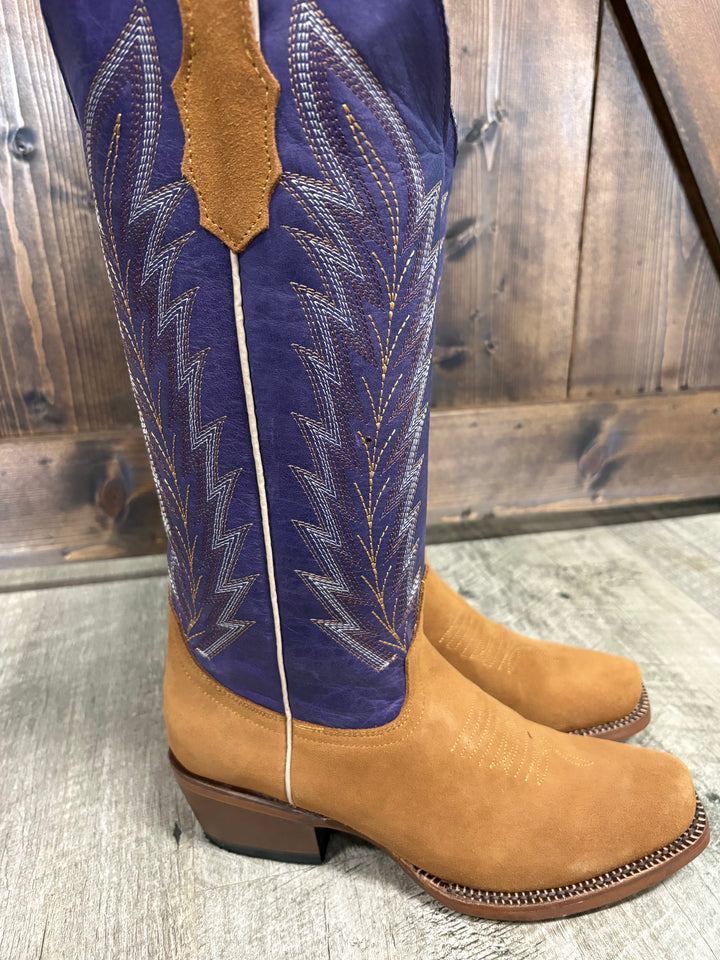 Tanner Mark Women's Camel Boots w/ Purple Tops