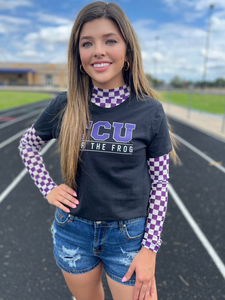 Sterling Kreek Pep Rally Purple Mesh Top | gussieduponline