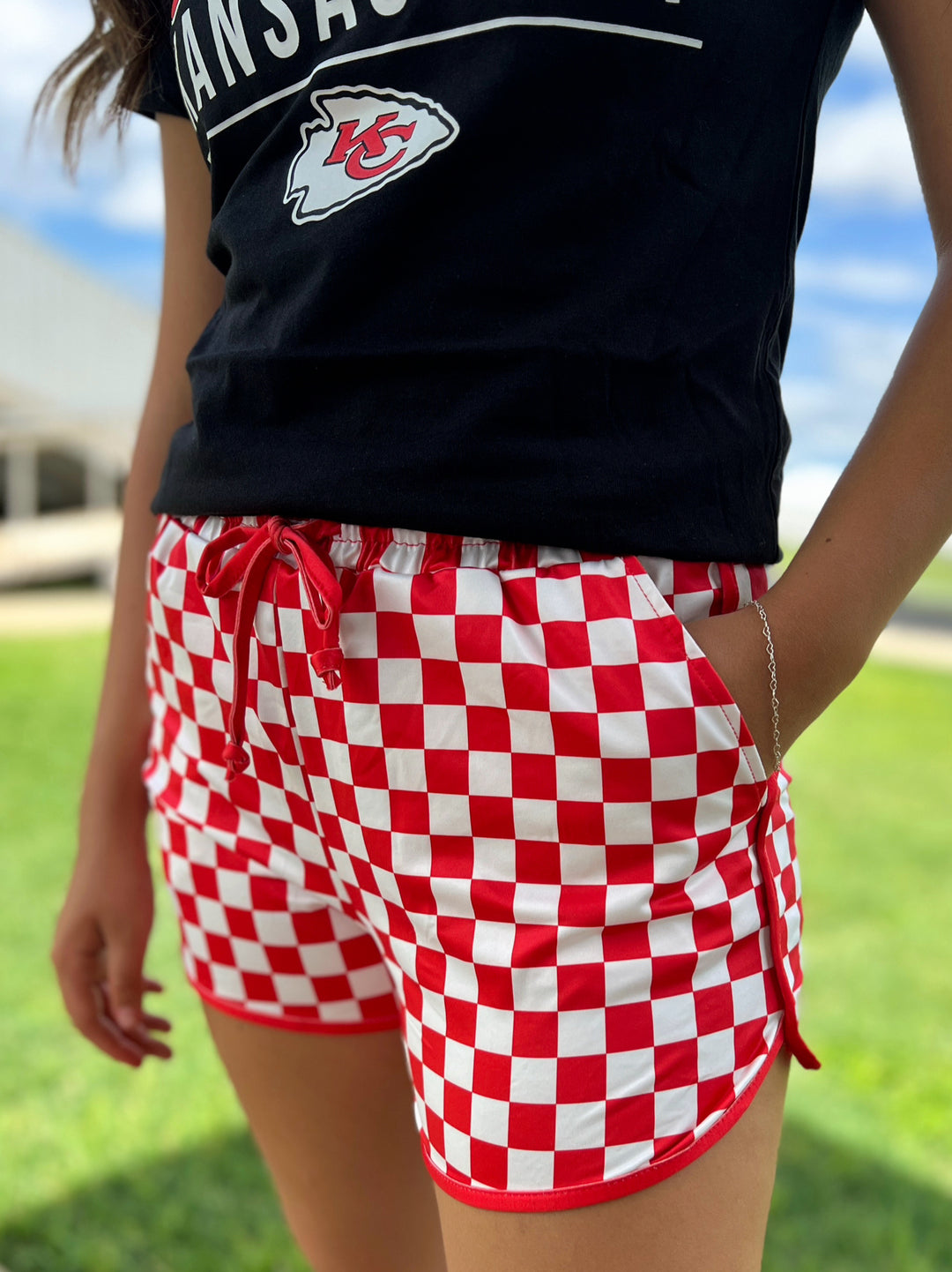 Sterling Kreek Red Pep Rally Shorts | gussieduponline