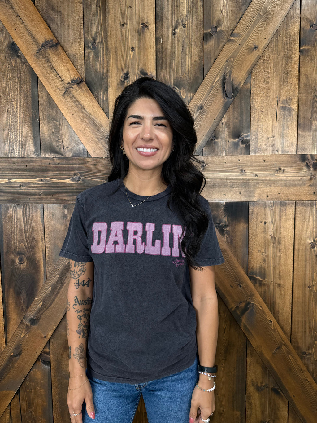Black Mineral Wash"Darlin" Tee