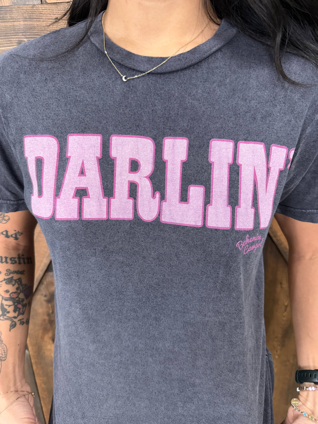 Black Mineral Wash"Darlin" Tee