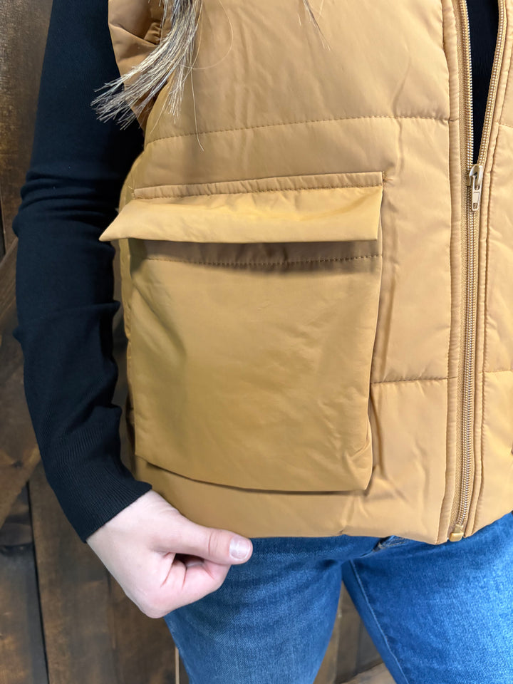 Everyday Puff Zip Up Vest w/ Ruffle Sleeve- 2 Colors