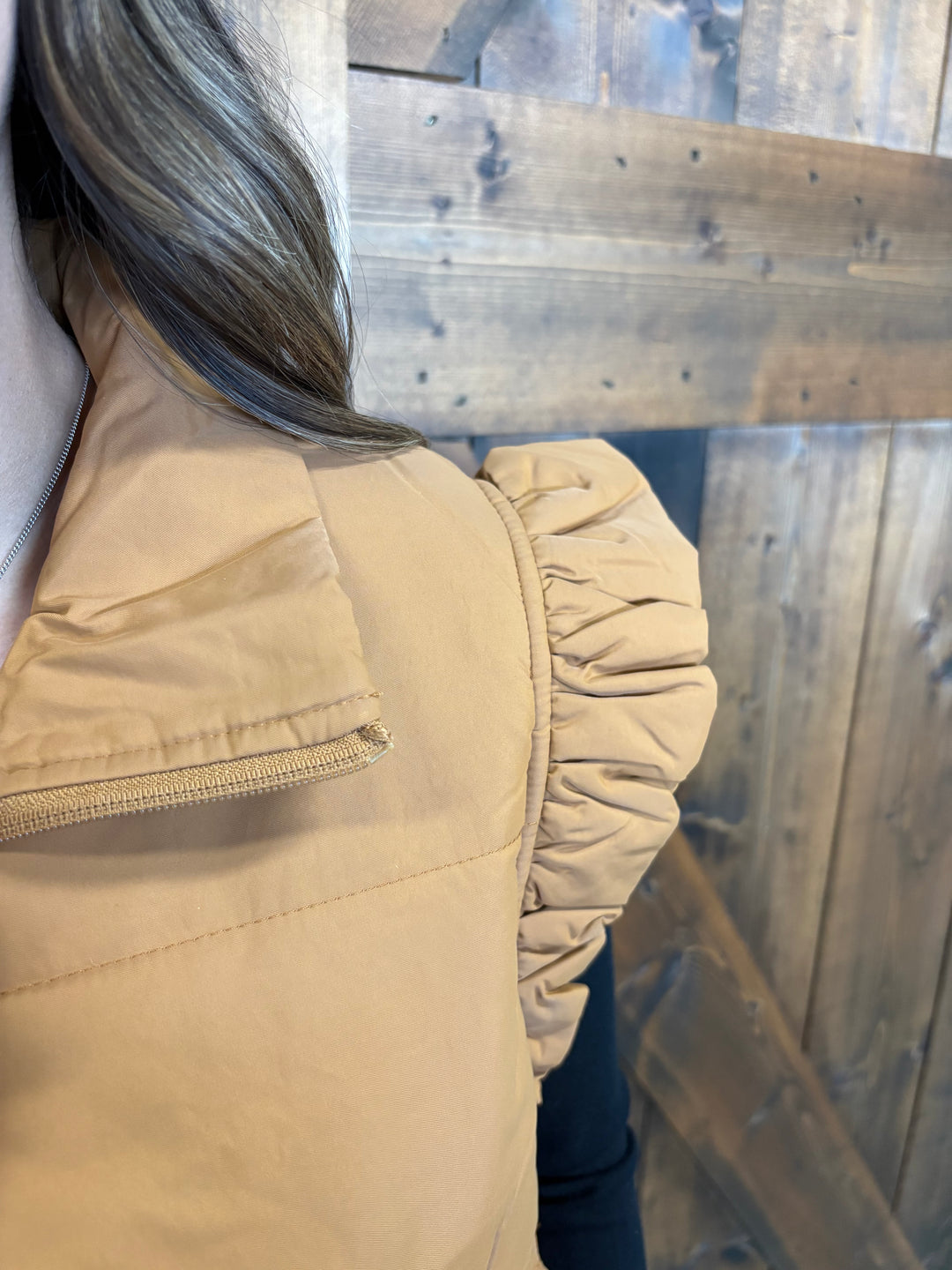 Everyday Puff Zip Up Vest w/ Ruffle Sleeve- 2 Colors