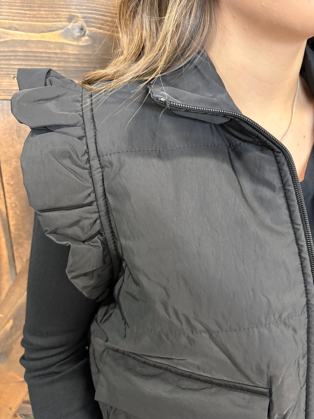 Everyday Puff Zip Up Vest w/ Ruffle Sleeve- 2 Colors