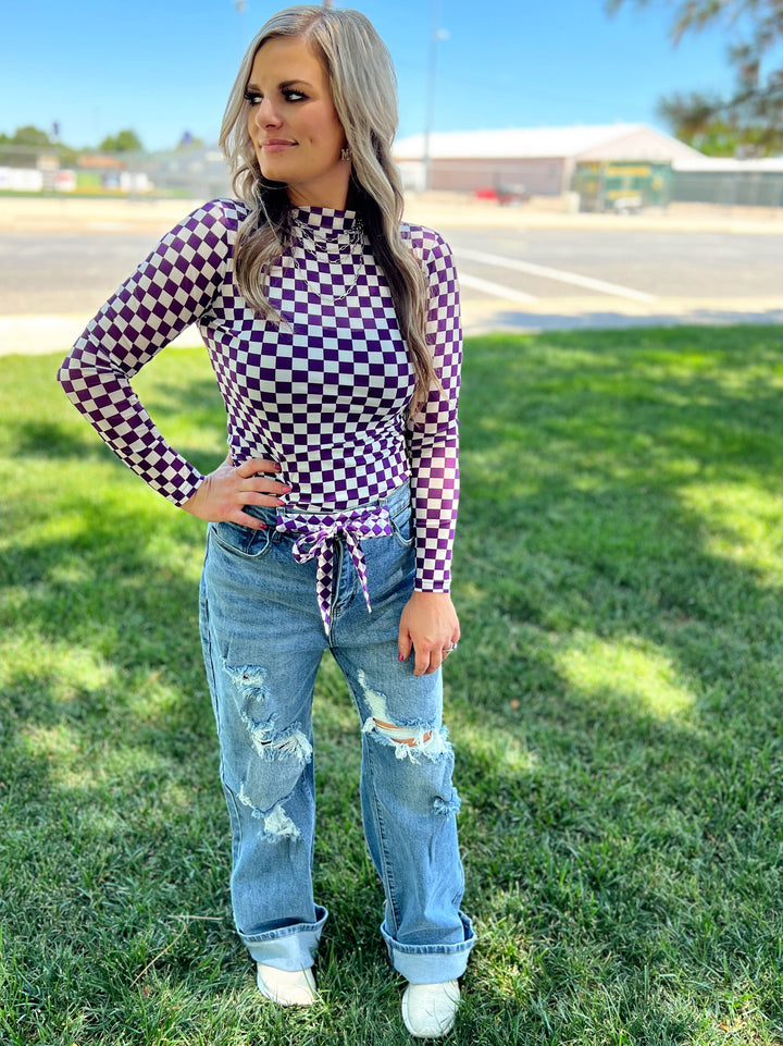 Sterling Kreek Pep Rally Purple Mesh Top | gussieduponline