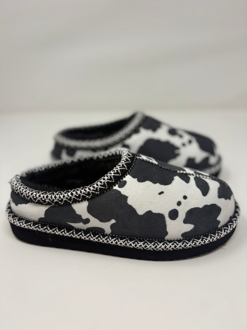 Very G Georgina Black & White Cow Print Slippers