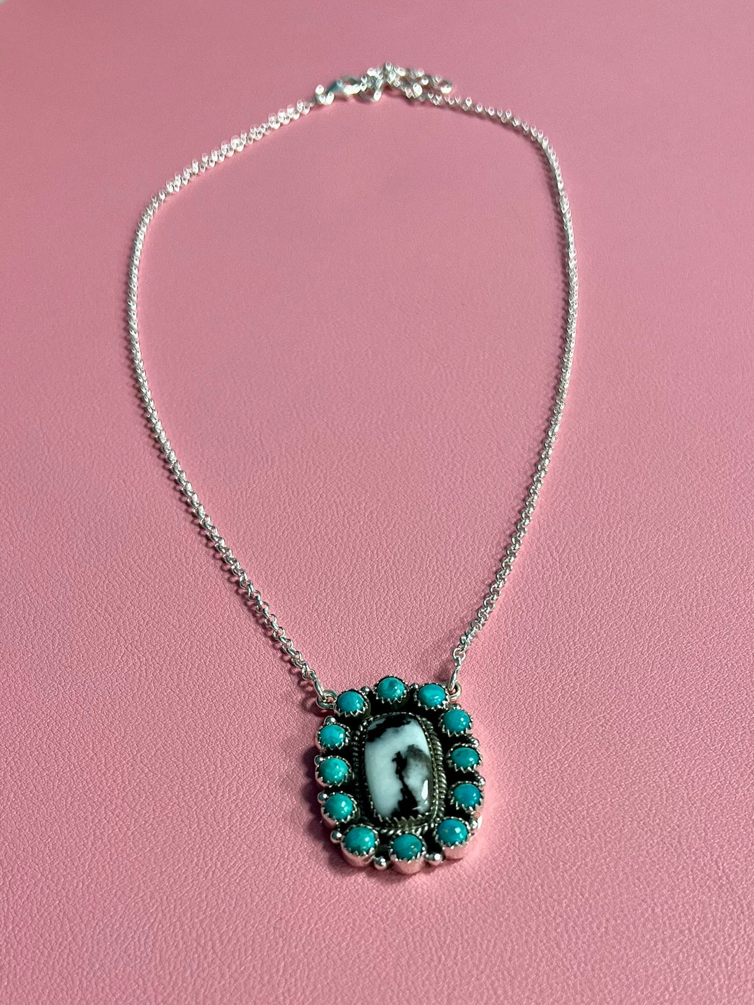Turquoise Zebra Navajo Handcrafted Sterling Necklace | gussieduponline