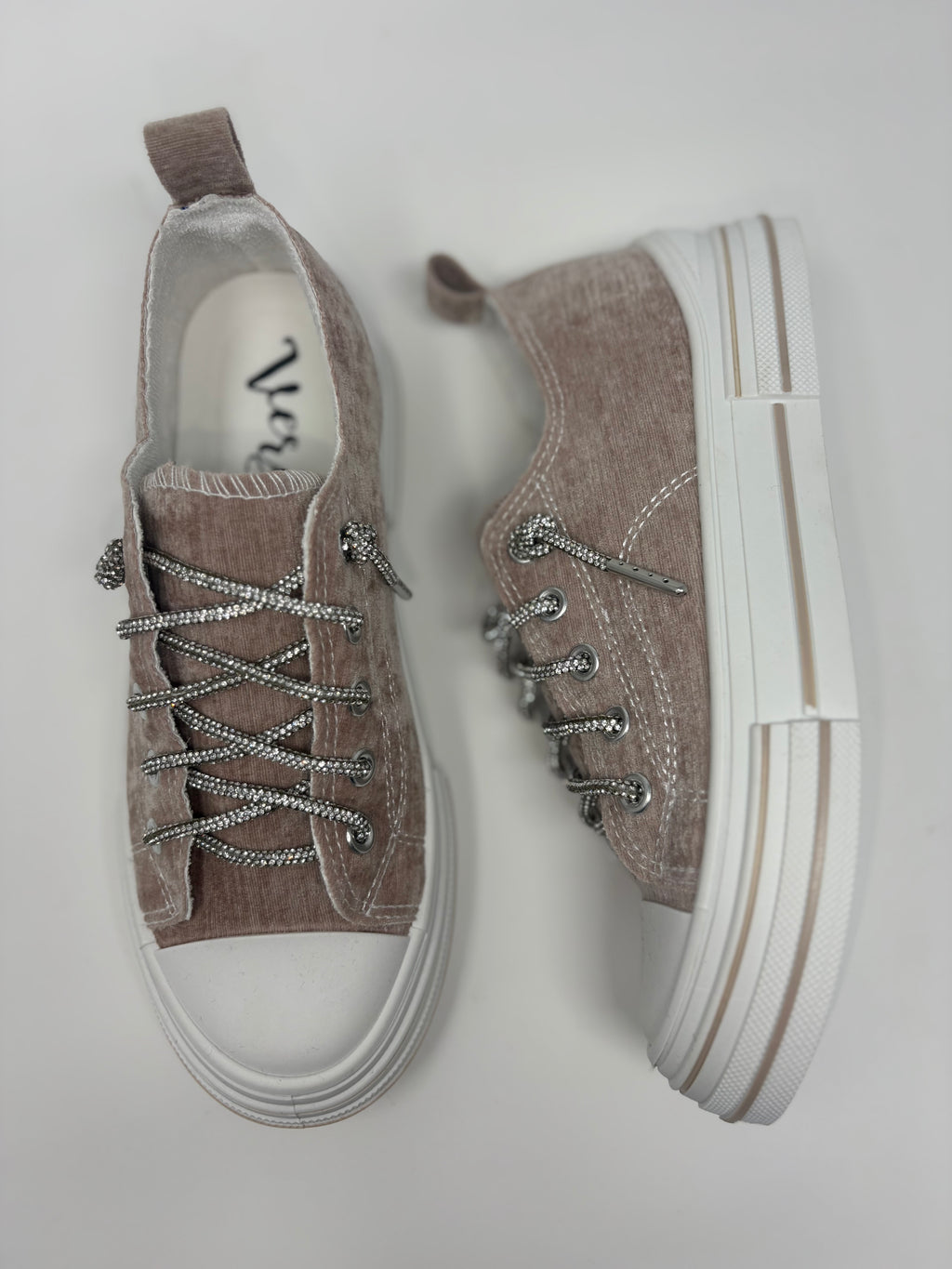 Very G Aman Nude Velvet Sparkle Sneakers