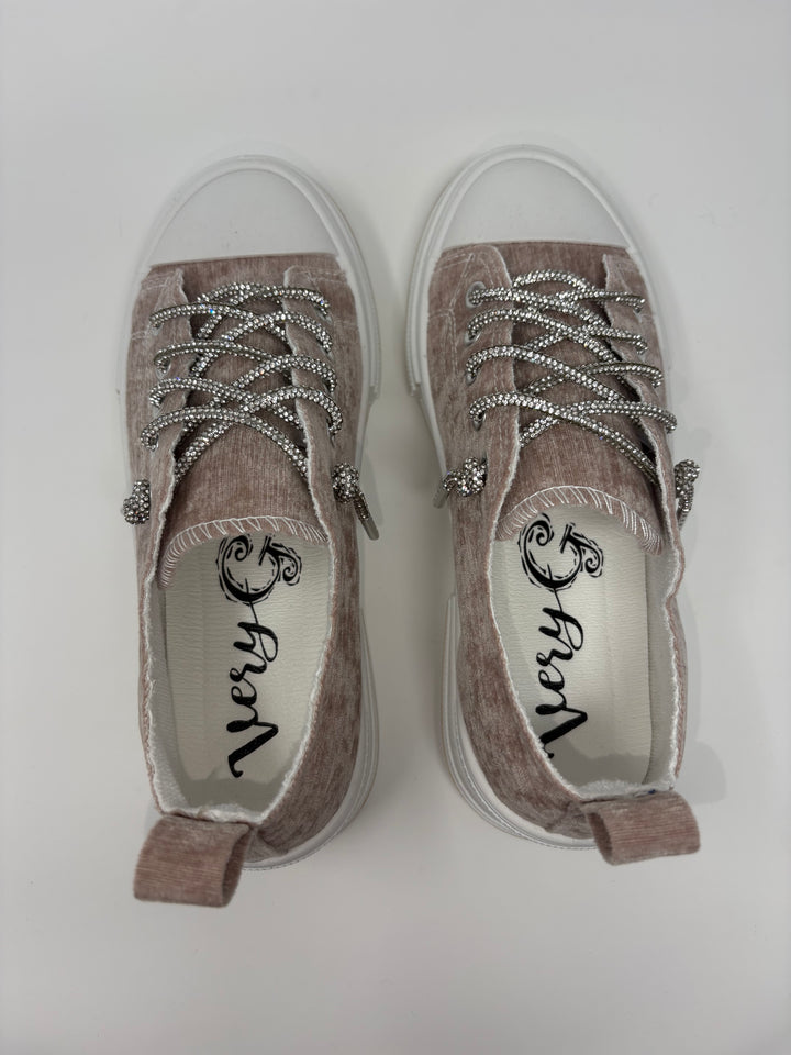 Very G Aman Nude Velvet Sparkle Sneakers