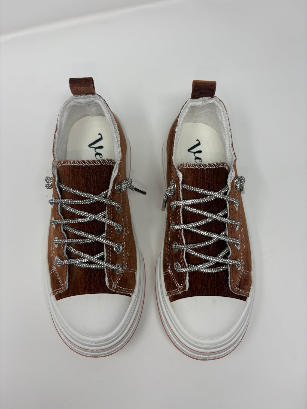 Very G Aman Rust Velvet Sparkle Sneakers