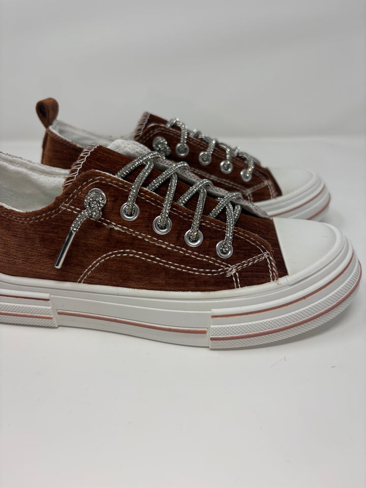 Very G Aman Rust Velvet Sparkle Sneakers