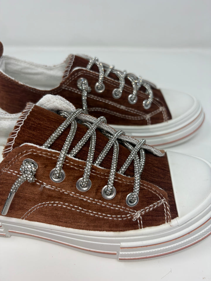 Very G Aman Rust Velvet Sparkle Sneakers