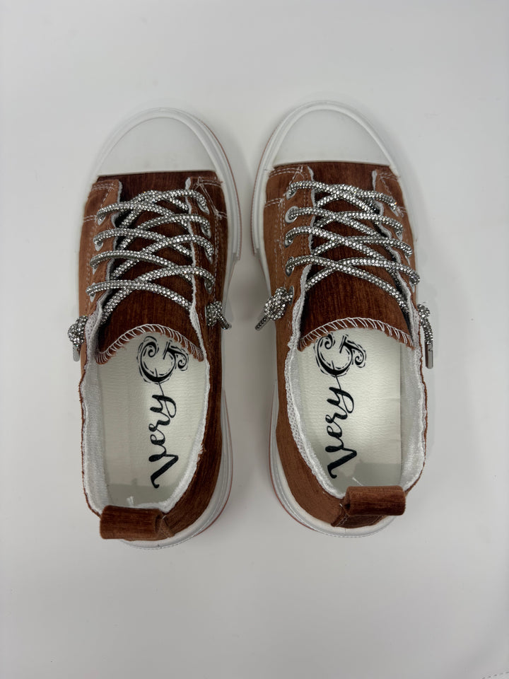 Very G Aman Rust Velvet Sparkle Sneakers