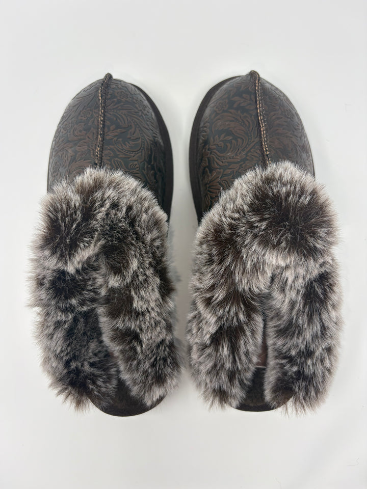 Very G Lolly Chocolate Tooled Slippers