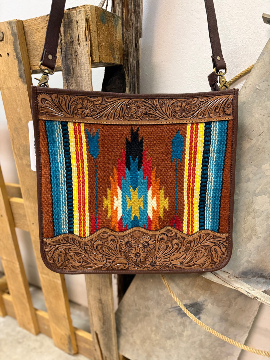 Sunset Desert Tooled Leather Bag