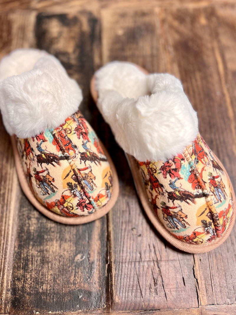 Cowboy Collage Slippers | Gussied Up Online Western style slippers.