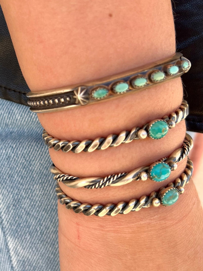 Navajo, Genuine Sterling Silver, Cuff, Bracelets, Authentic Turquoise Stones. Small Business. Get Gussied Up. Woman Owned Boutique. 