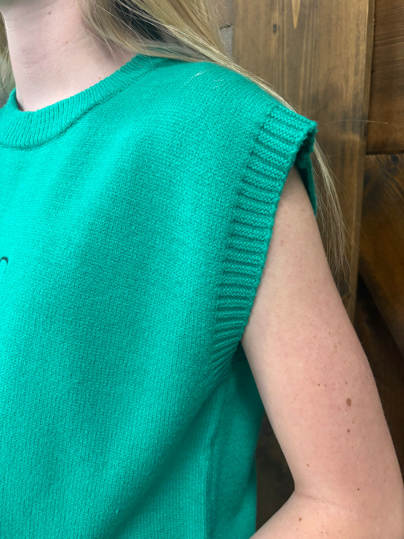 Horse Bit Embroidered Short Sleeve Sweater Top